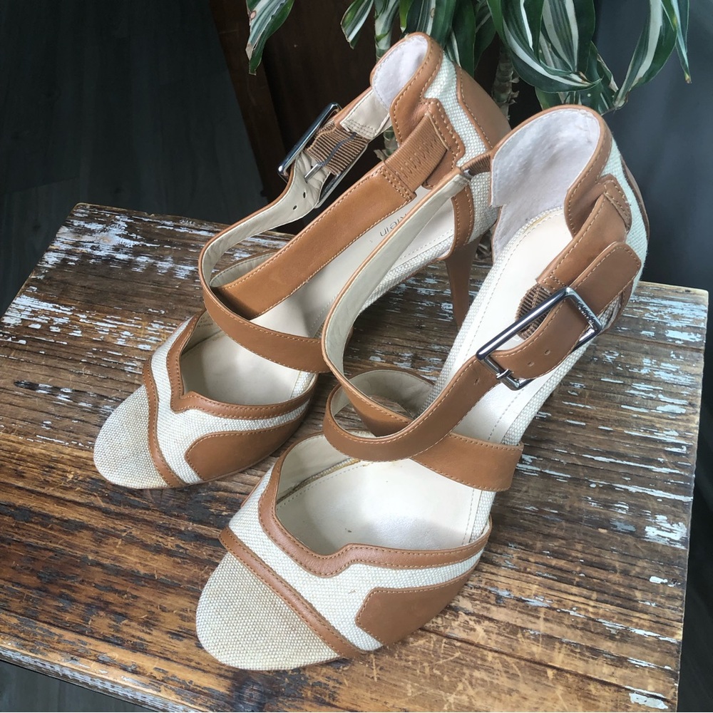 Calvin Klein Tan and Cream Sandals